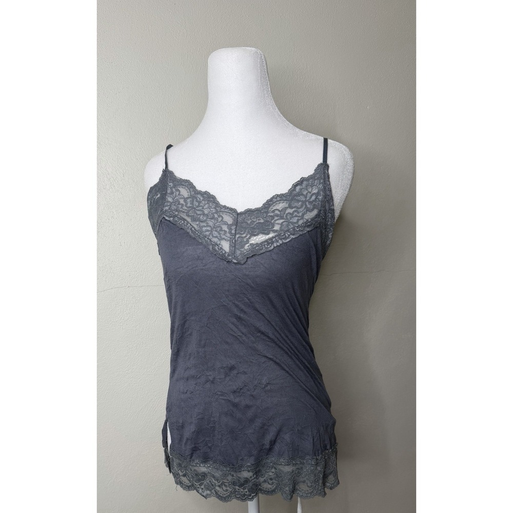 Vintage Y2K Weavers Lace Tank Top Women's Size Medium Gray Elena Gilbert